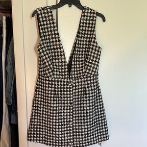 VICI Stylish Black and White Houndstooth Dress